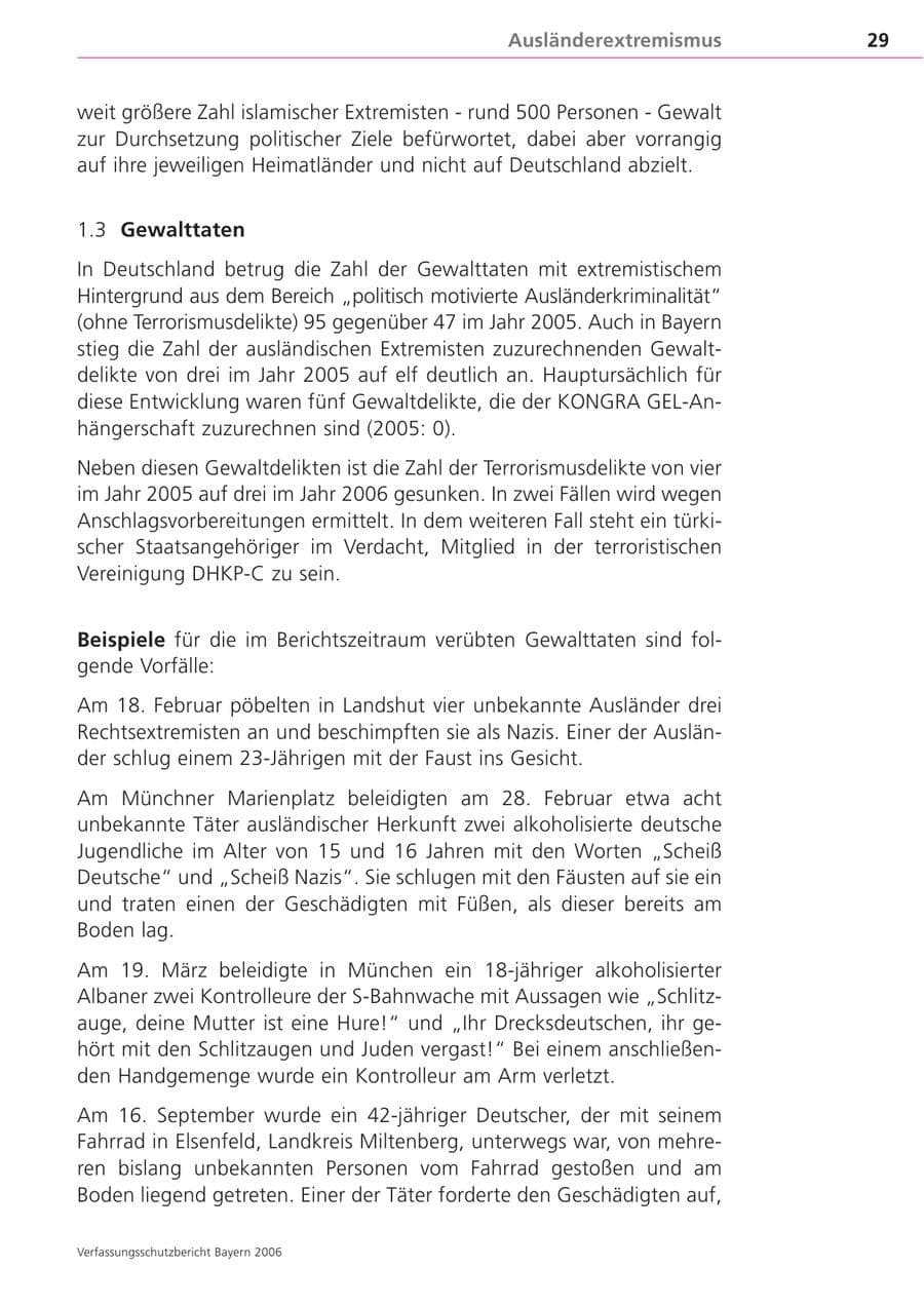 Seite 29 des Verfassungsschutzbericht 2006 Bayern