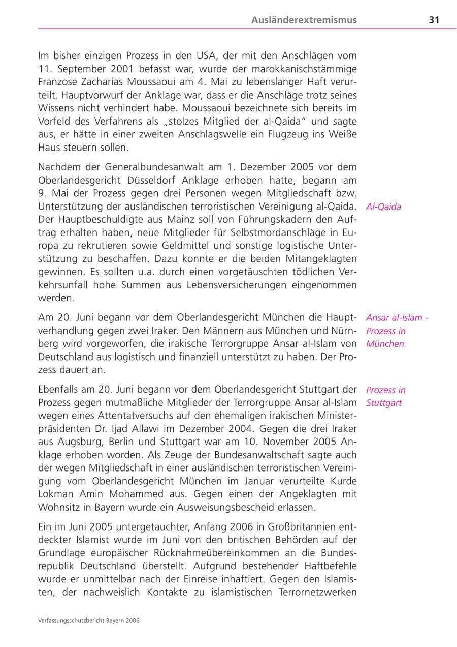 Seite 31 des Verfassungsschutzbericht 2006 Bayern