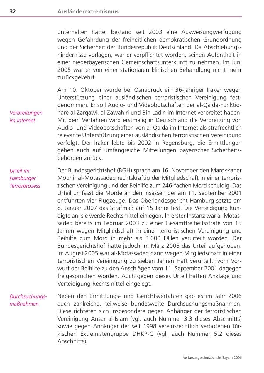 Seite 32 des Verfassungsschutzbericht 2006 Bayern