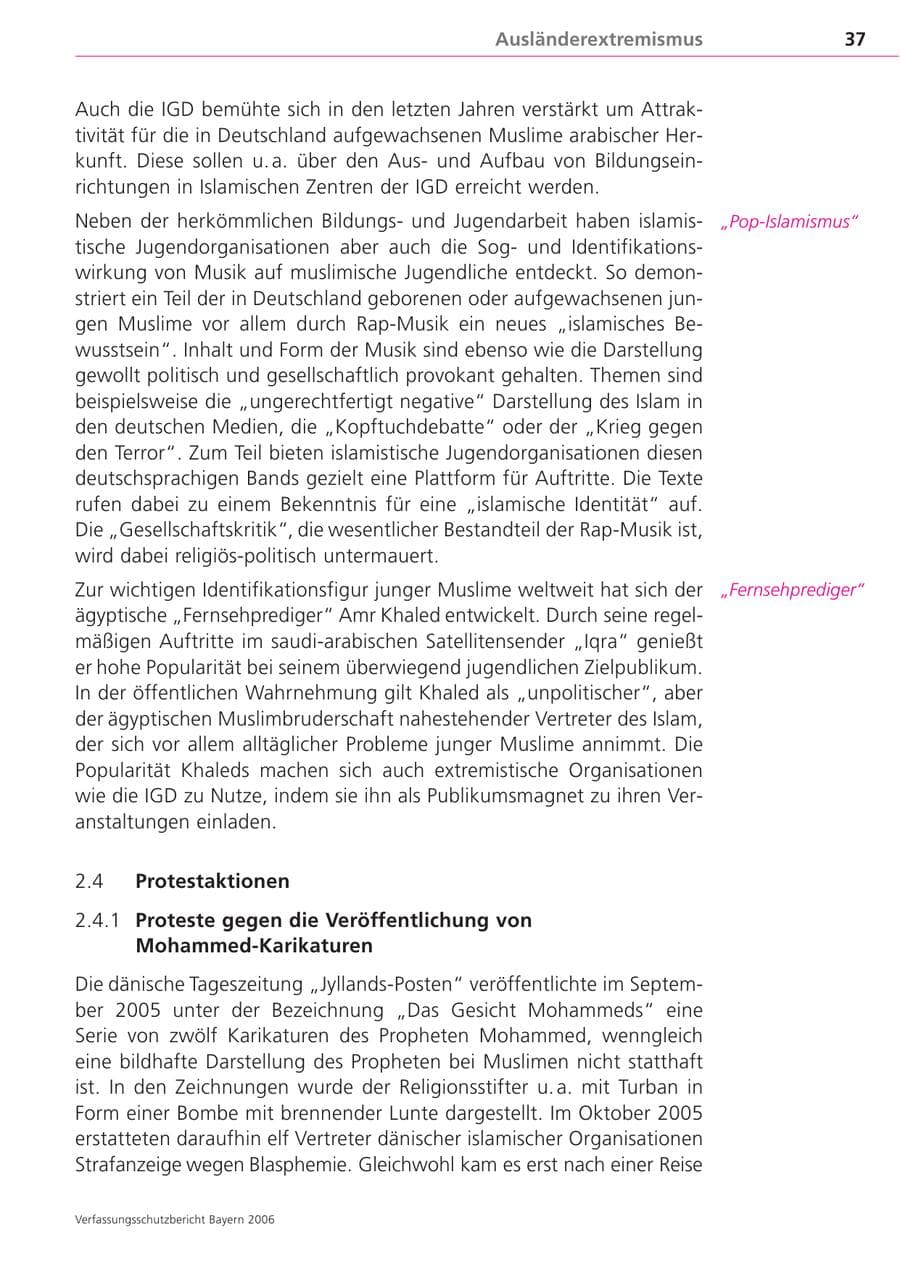 Seite 37 des Verfassungsschutzbericht 2006 Bayern