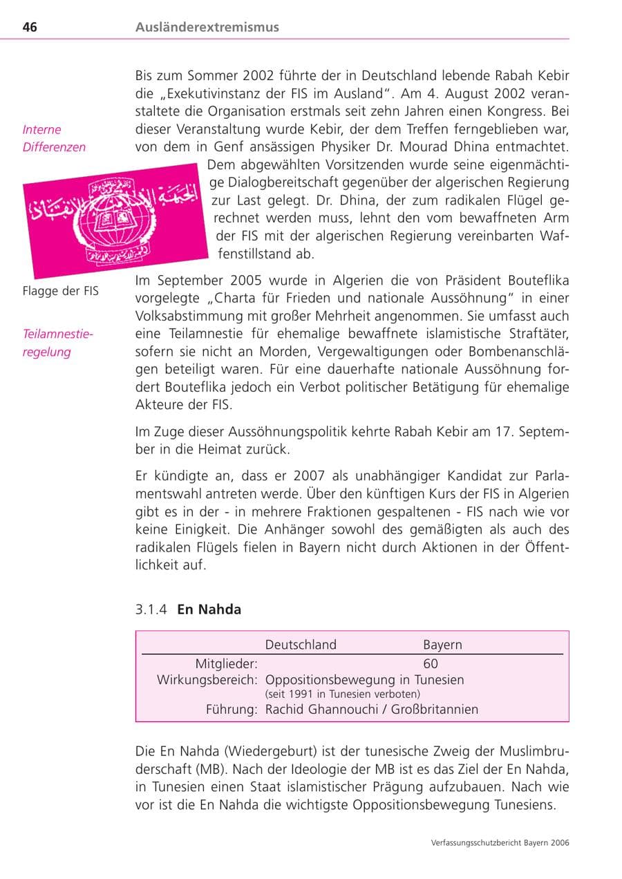 Seite 46 des Verfassungsschutzbericht 2006 Bayern
