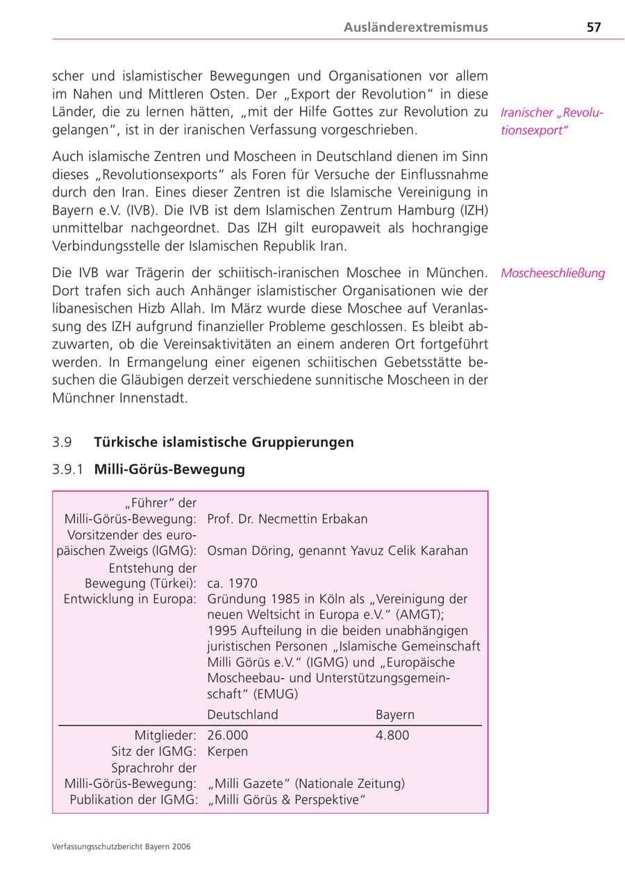 Seite 57 des Verfassungsschutzbericht 2006 Bayern