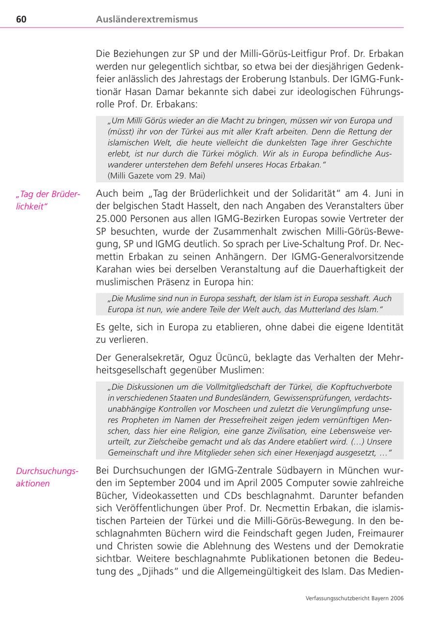 Seite 60 des Verfassungsschutzbericht 2006 Bayern