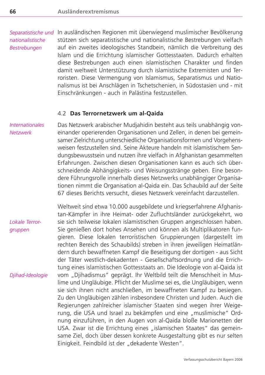 Seite 66 des Verfassungsschutzbericht 2006 Bayern