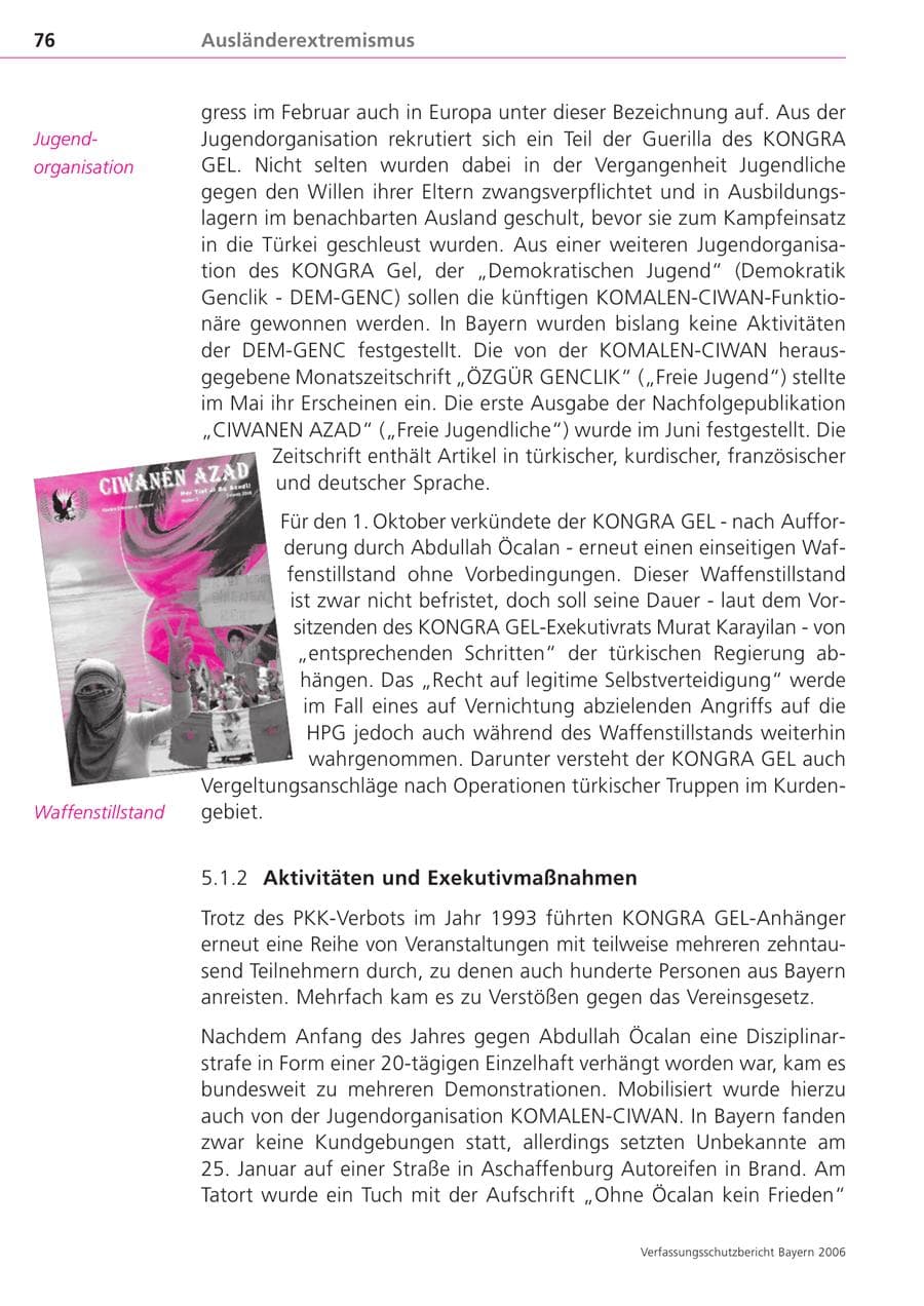 Seite 76 des Verfassungsschutzbericht 2006 Bayern