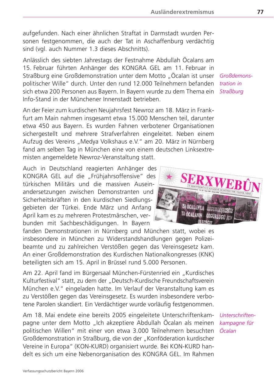 Seite 77 des Verfassungsschutzbericht 2006 Bayern