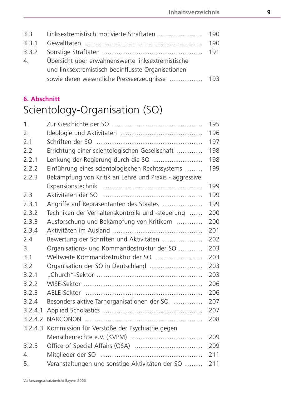 Seite 9 des Verfassungsschutzbericht 2006 Bayern