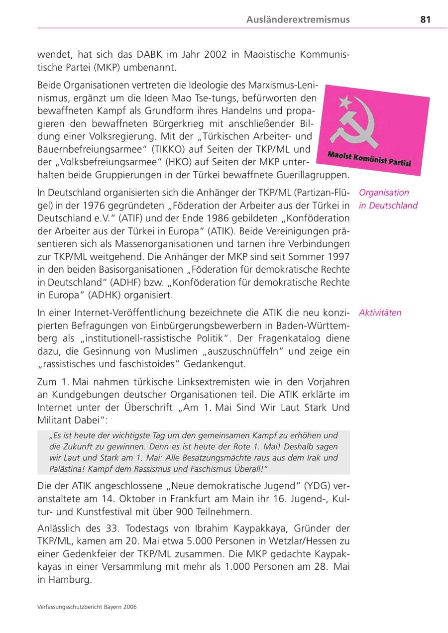 Seite 81 des Verfassungsschutzbericht 2006 Bayern