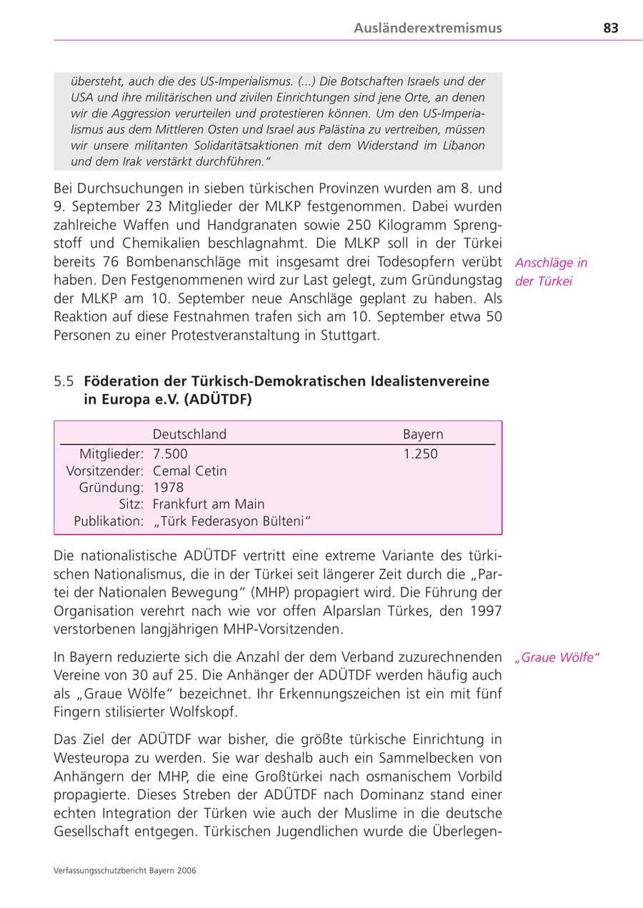 Seite 83 des Verfassungsschutzbericht 2006 Bayern