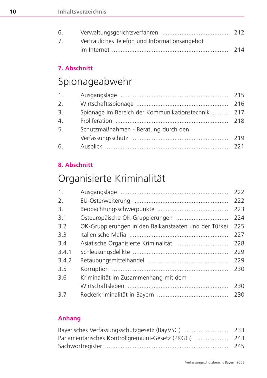 Seite 10 des Verfassungsschutzbericht 2006 Bayern