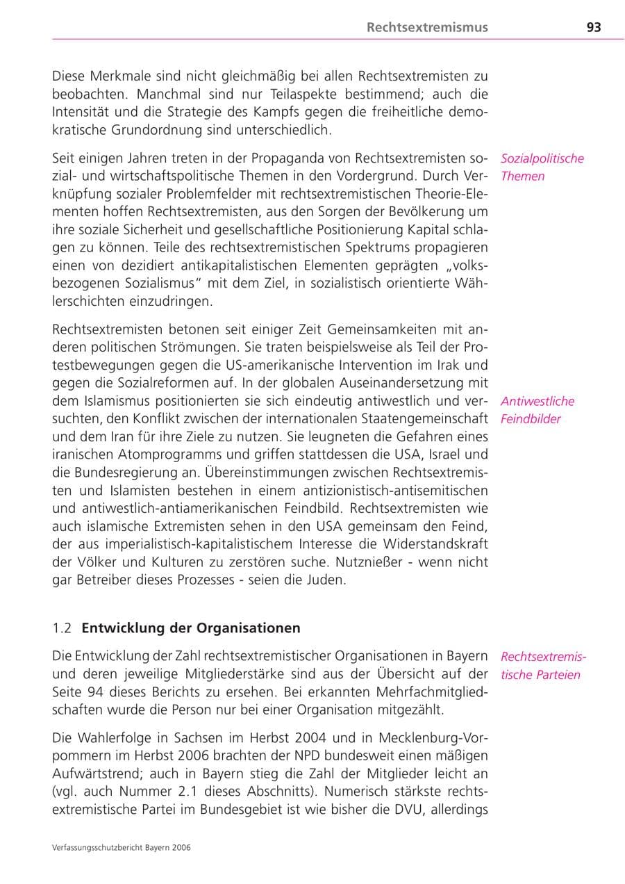 Seite 93 des Verfassungsschutzbericht 2006 Bayern