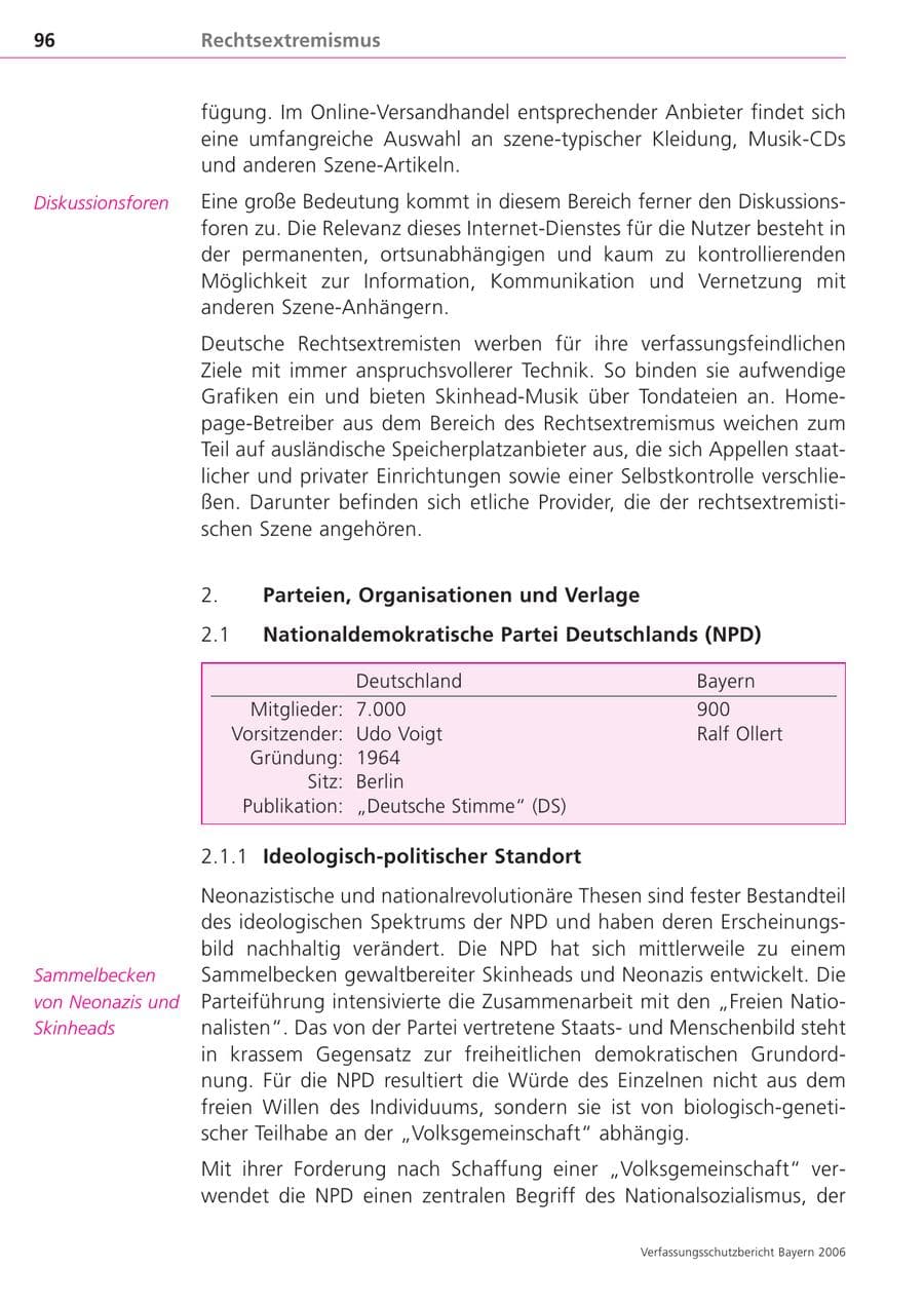 Seite 96 des Verfassungsschutzbericht 2006 Bayern