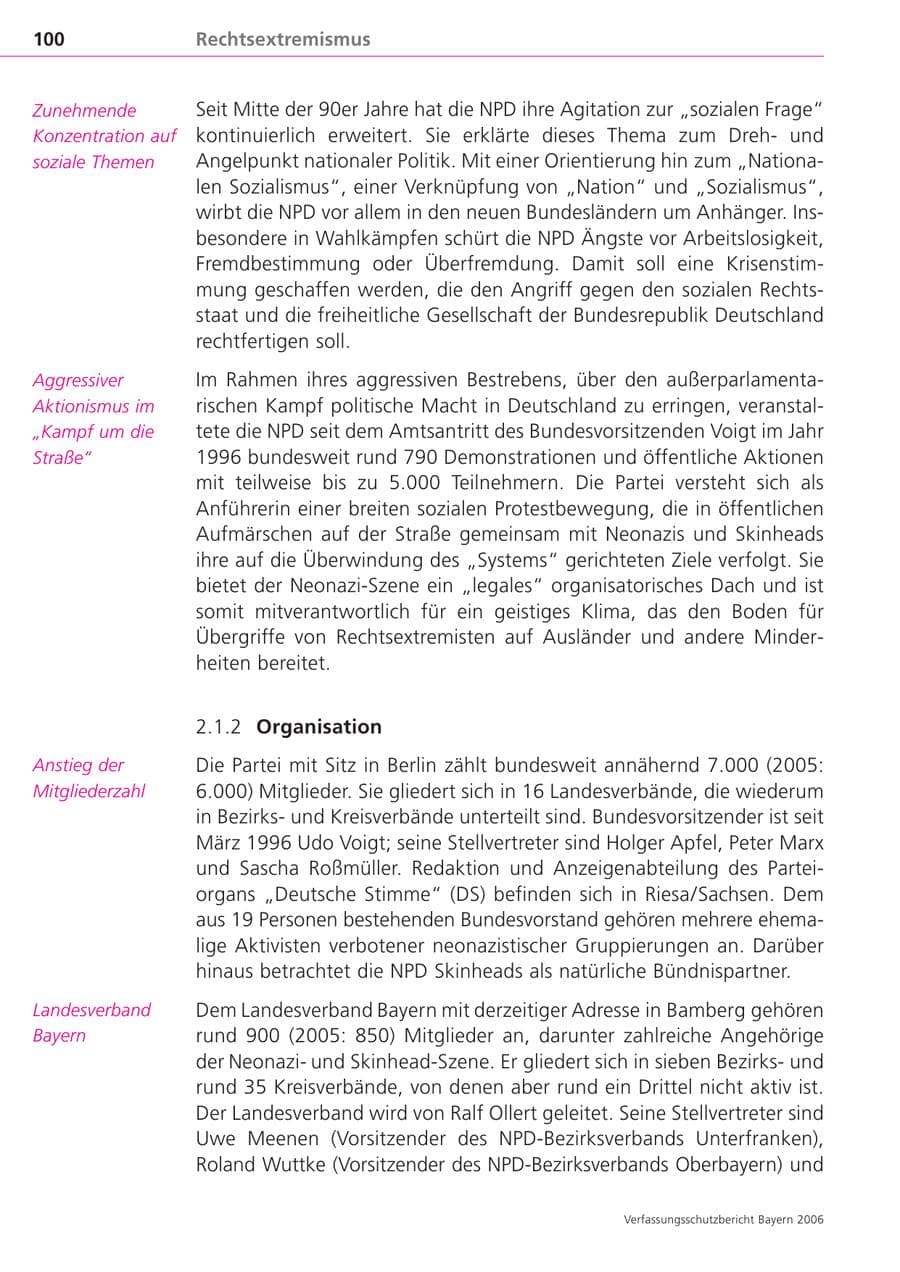 Seite 100 des Verfassungsschutzbericht 2006 Bayern