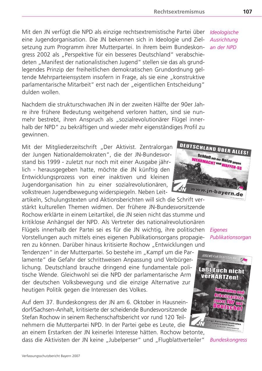 Seite 107 des Verfassungsschutzbericht 2007 Bayern