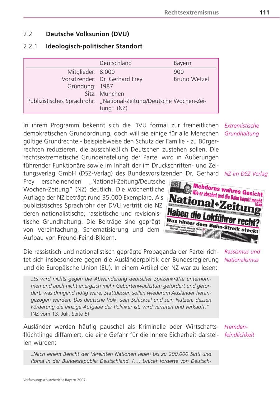Seite 111 des Verfassungsschutzbericht 2007 Bayern