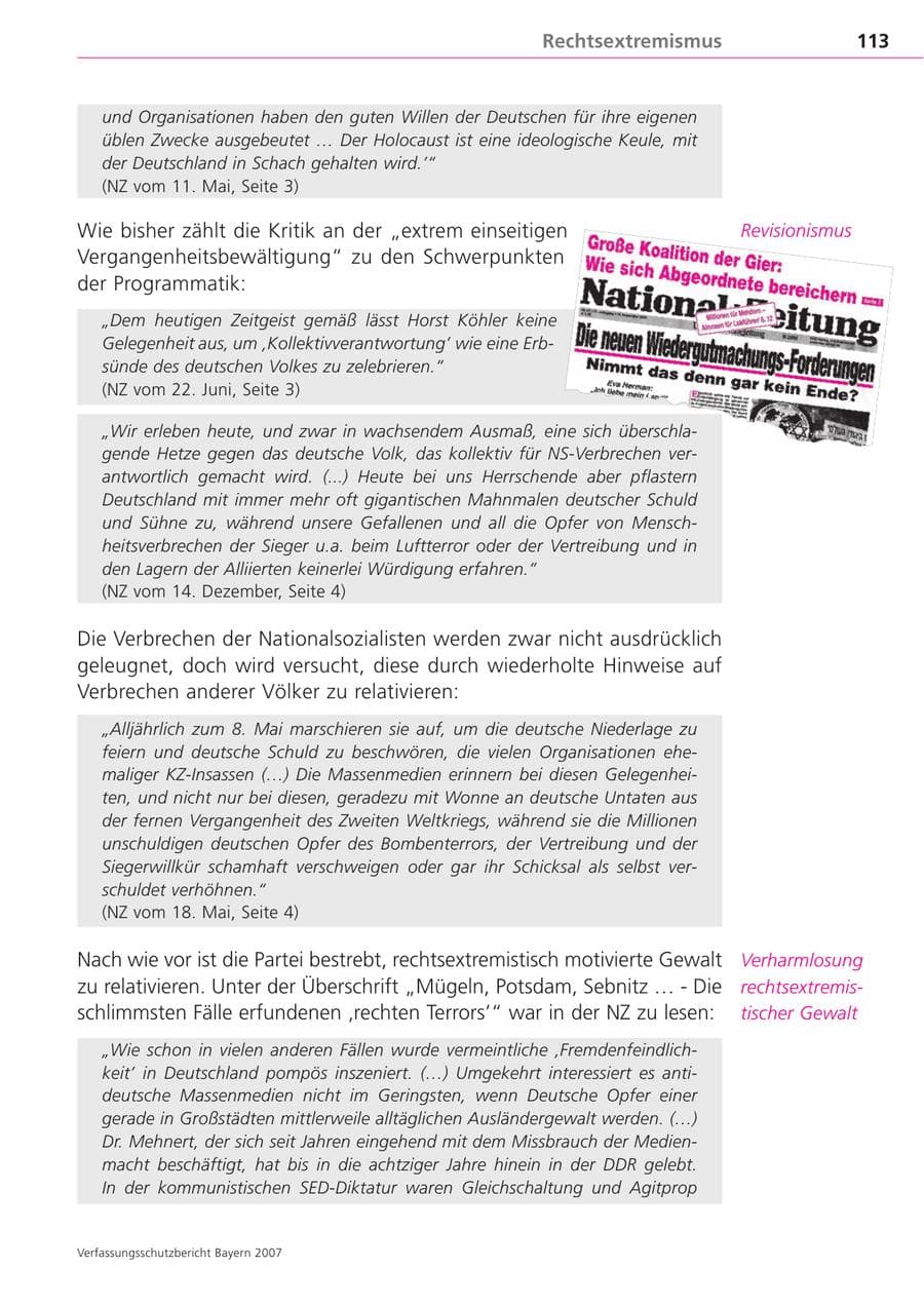 Seite 113 des Verfassungsschutzbericht 2007 Bayern