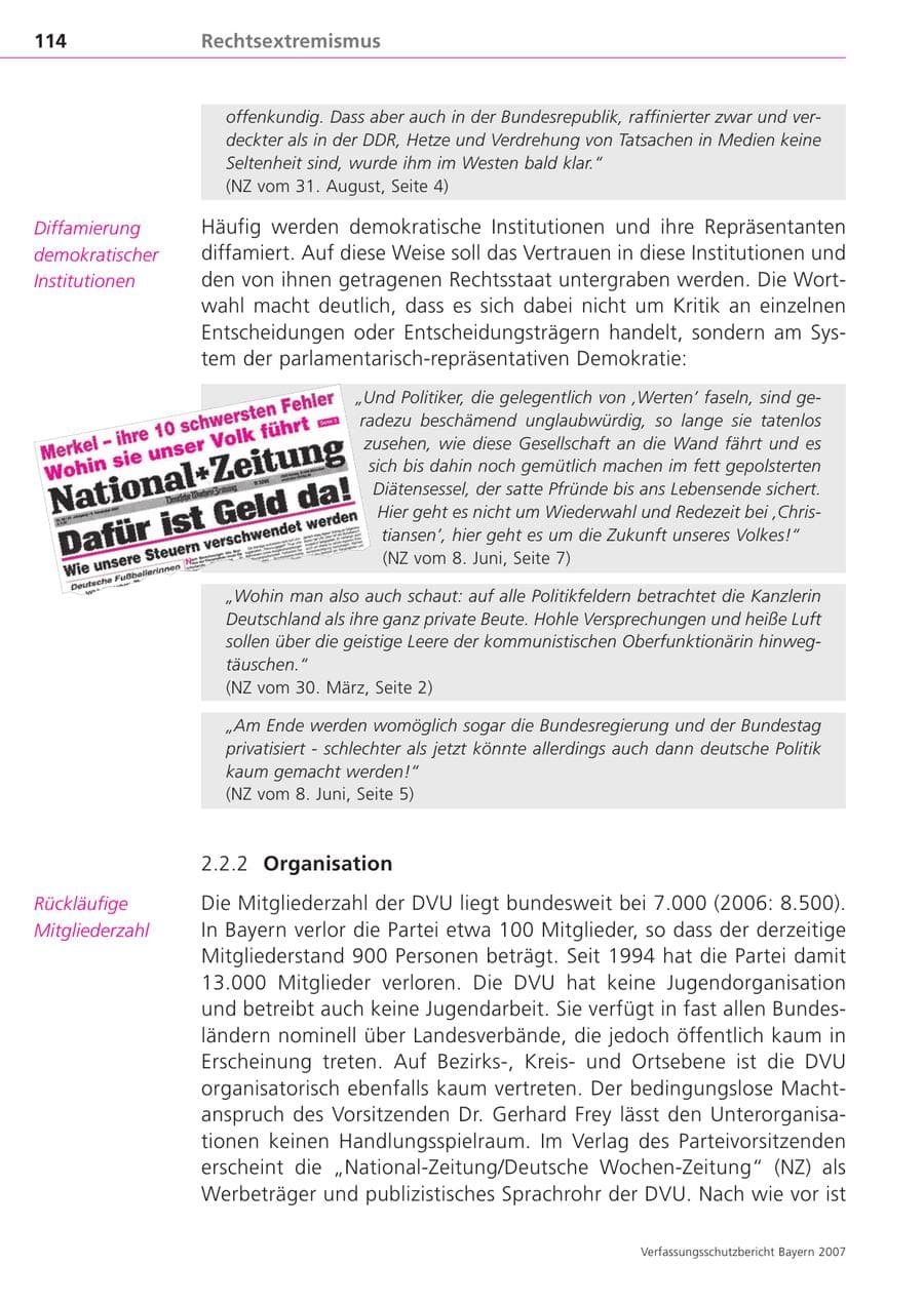 Seite 114 des Verfassungsschutzbericht 2007 Bayern