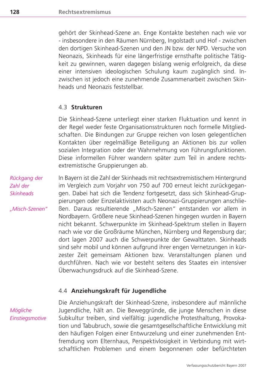 Seite 128 des Verfassungsschutzbericht 2007 Bayern
