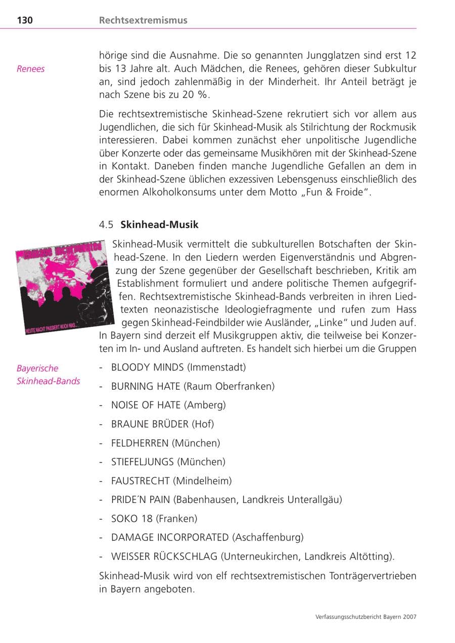 Seite 130 des Verfassungsschutzbericht 2007 Bayern