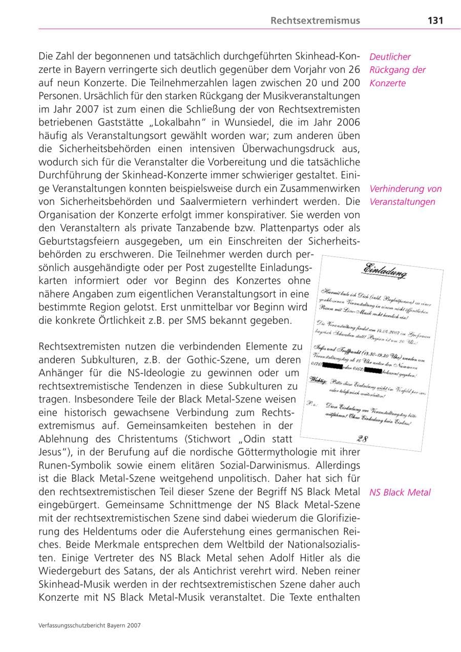 Seite 131 des Verfassungsschutzbericht 2007 Bayern