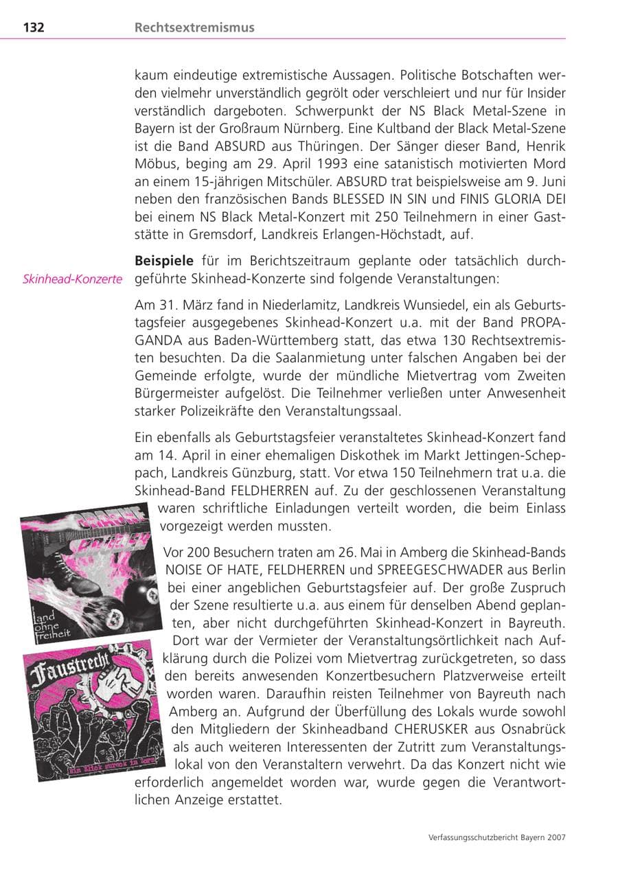 Seite 132 des Verfassungsschutzbericht 2007 Bayern