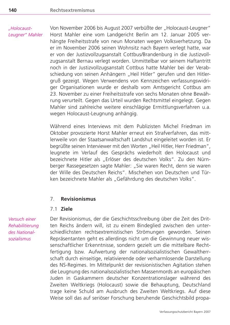 Seite 140 des Verfassungsschutzbericht 2007 Bayern