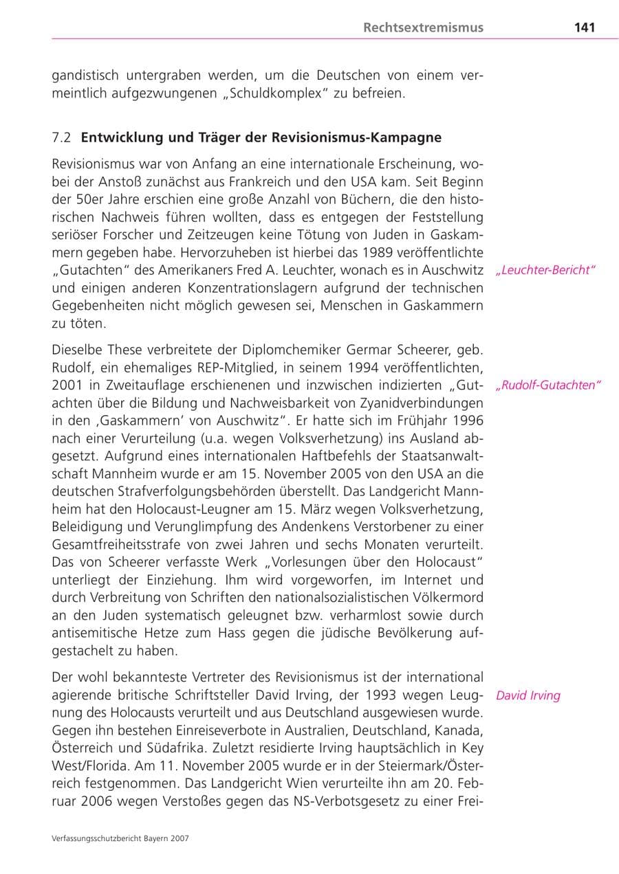 Seite 141 des Verfassungsschutzbericht 2007 Bayern