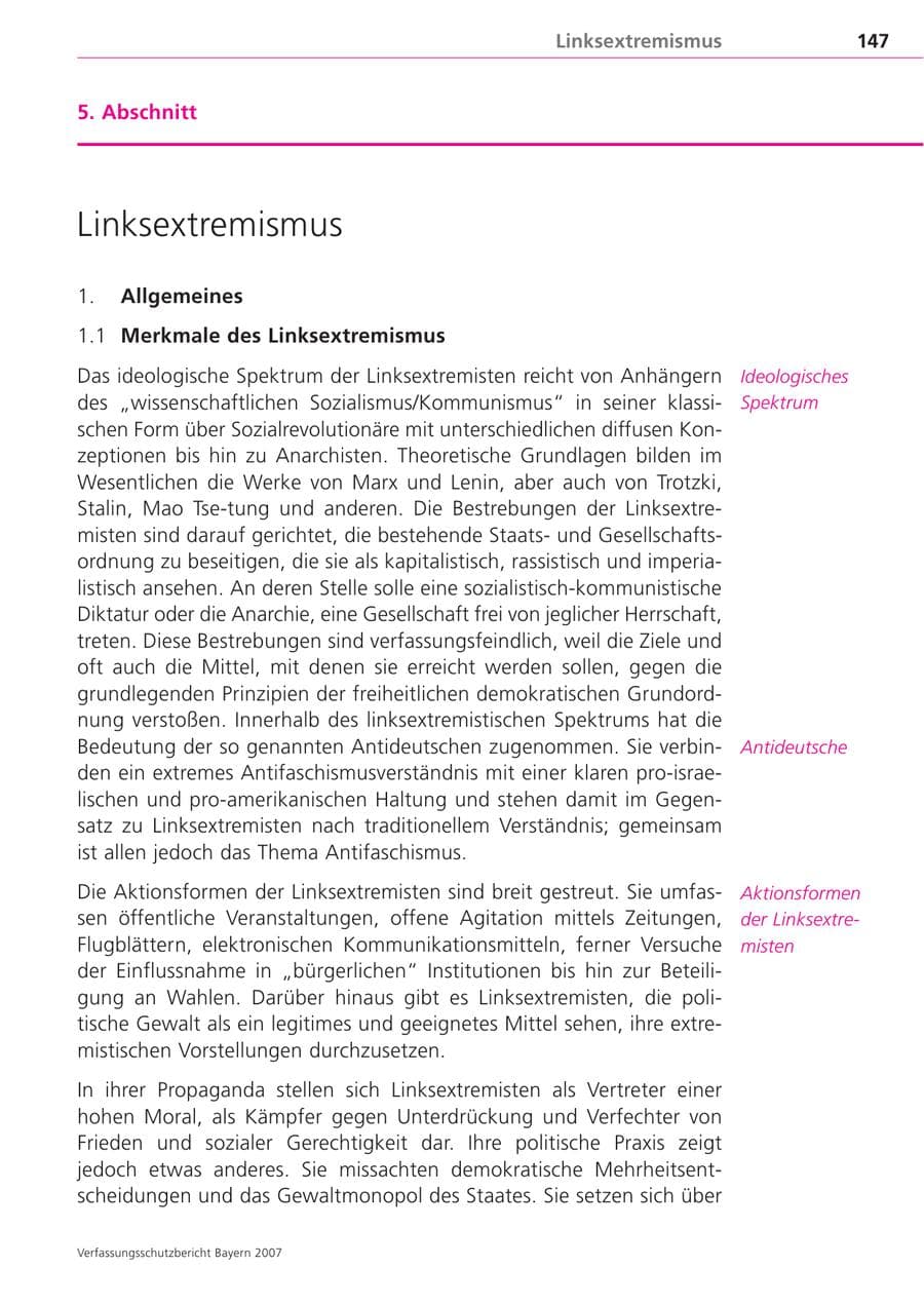 Seite 147 des Verfassungsschutzbericht 2007 Bayern