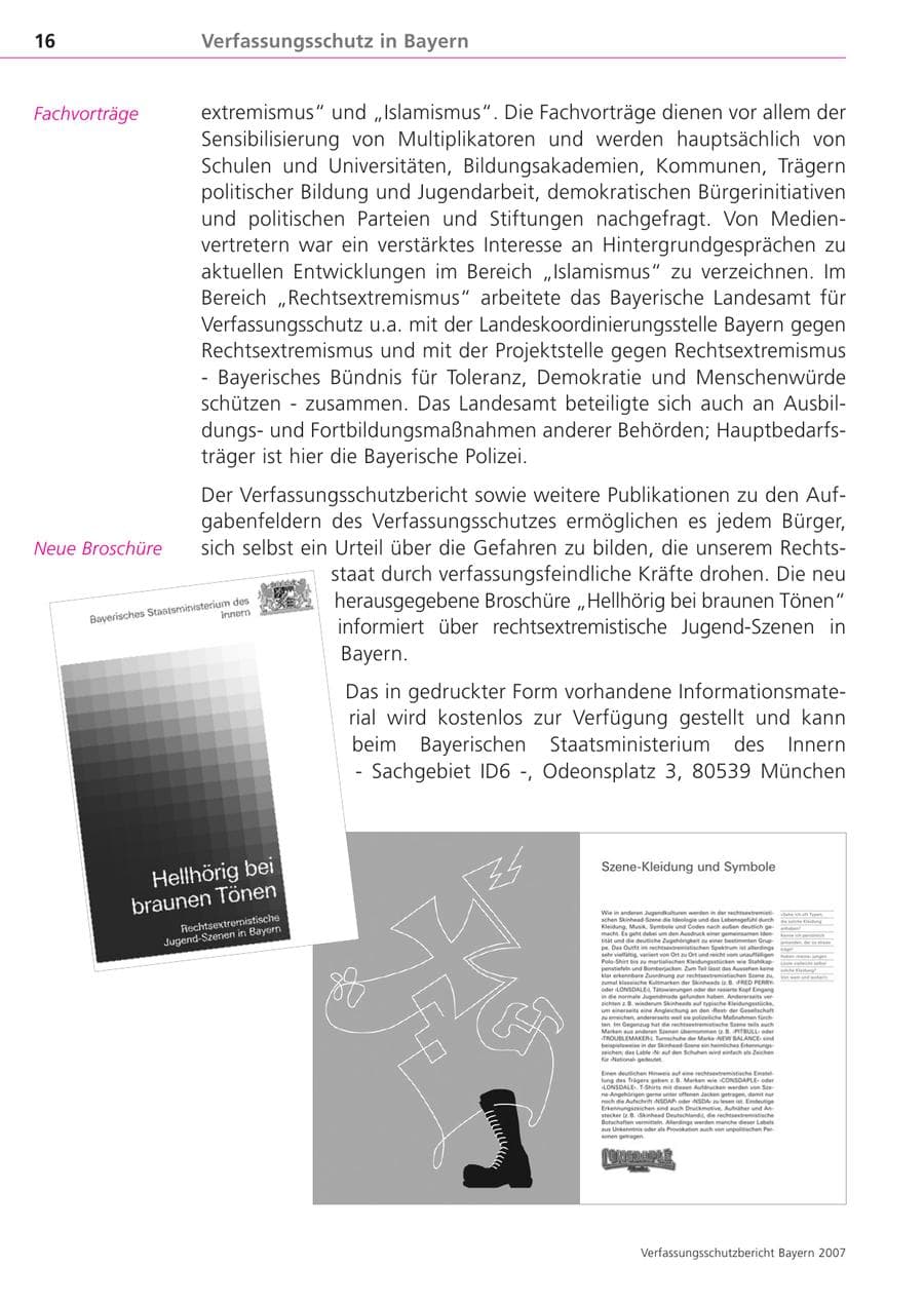 Seite 16 des Verfassungsschutzbericht 2007 Bayern