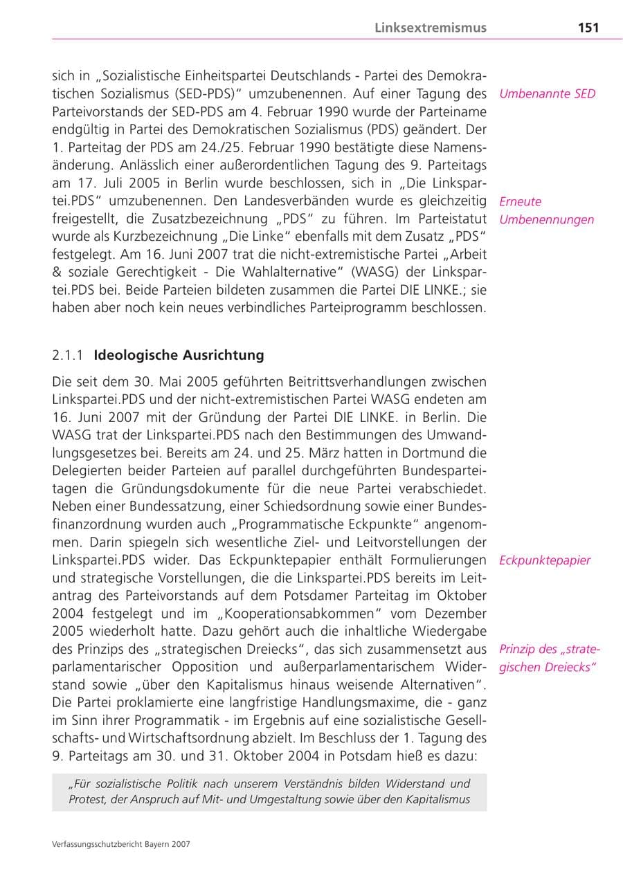 Seite 151 des Verfassungsschutzbericht 2007 Bayern
