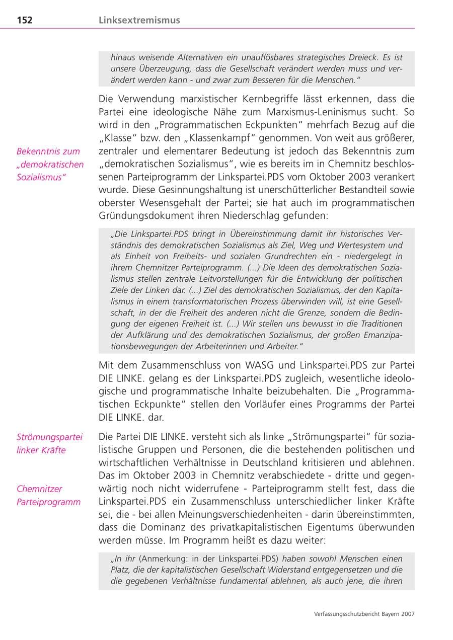 Seite 152 des Verfassungsschutzbericht 2007 Bayern