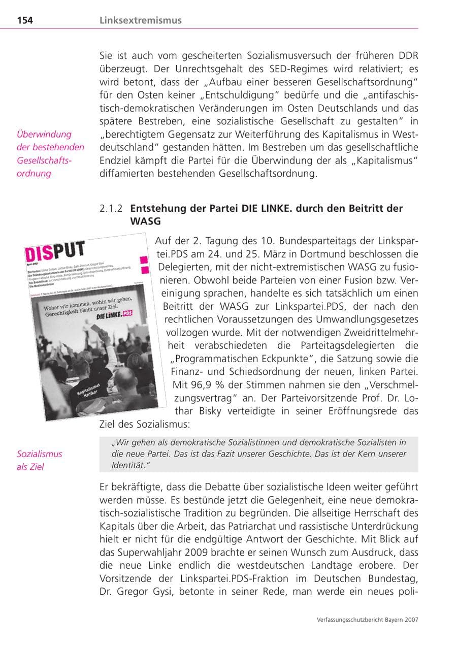 Seite 154 des Verfassungsschutzbericht 2007 Bayern