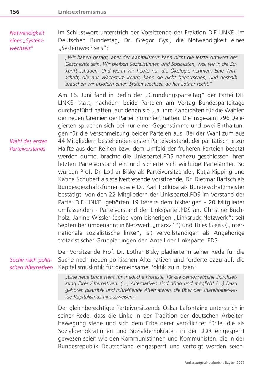 Seite 156 des Verfassungsschutzbericht 2007 Bayern