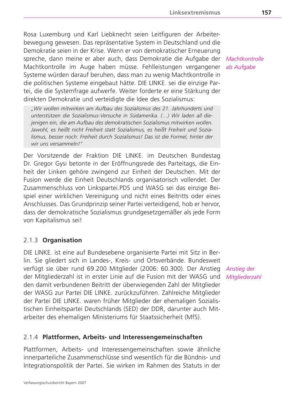 Seite 157 des Verfassungsschutzbericht 2007 Bayern