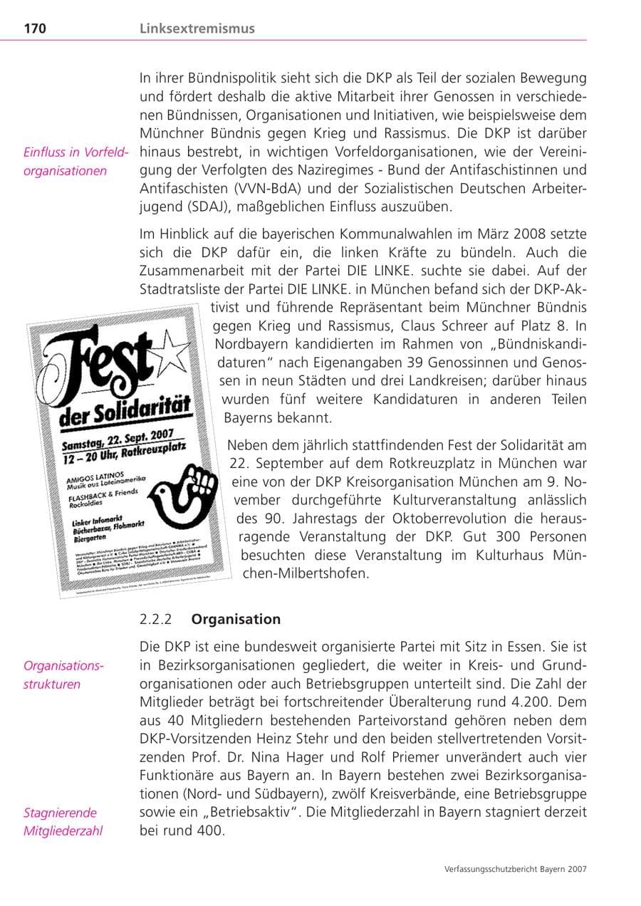 Seite 170 des Verfassungsschutzbericht 2007 Bayern
