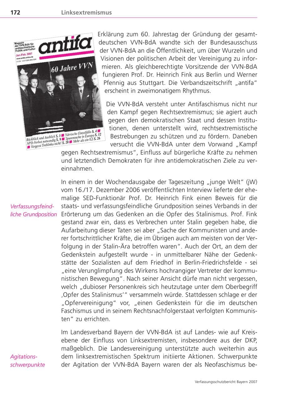 Seite 172 des Verfassungsschutzbericht 2007 Bayern