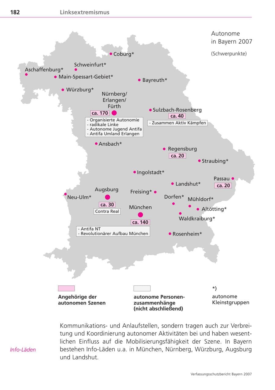 Seite 182 des Verfassungsschutzbericht 2007 Bayern