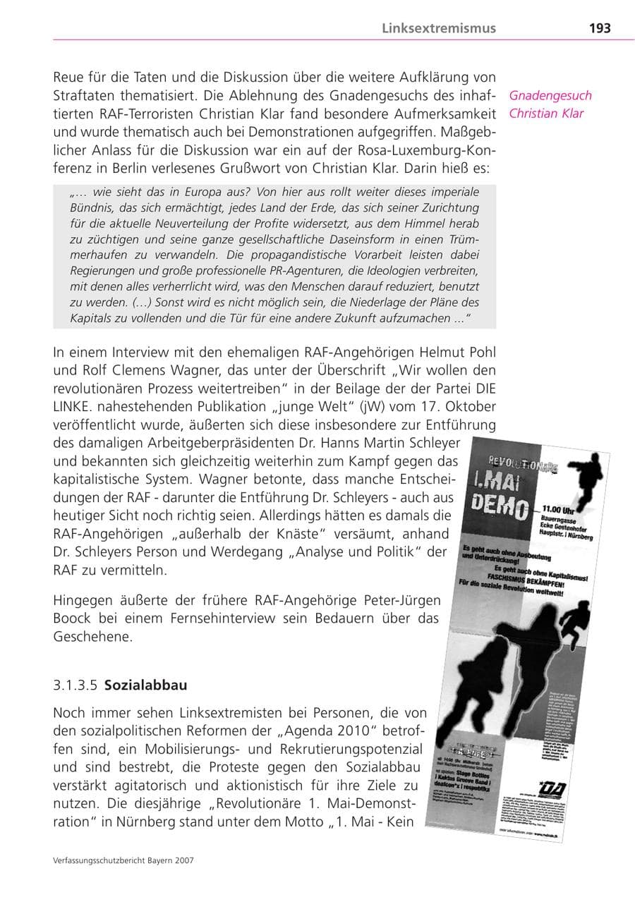 Seite 193 des Verfassungsschutzbericht 2007 Bayern