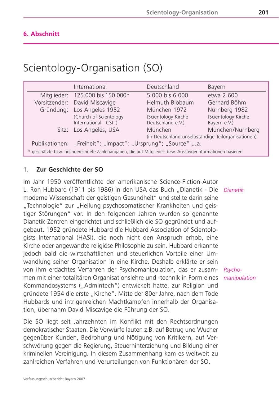 Seite 201 des Verfassungsschutzbericht 2007 Bayern