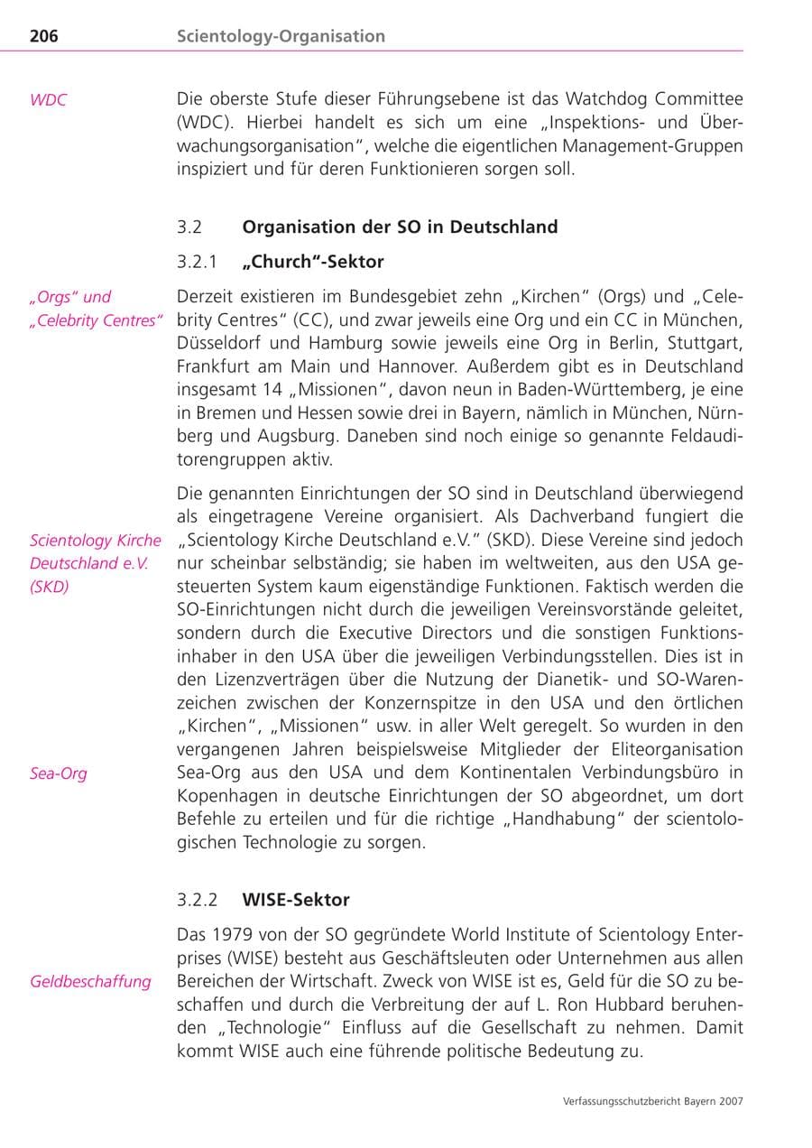 Seite 206 des Verfassungsschutzbericht 2007 Bayern