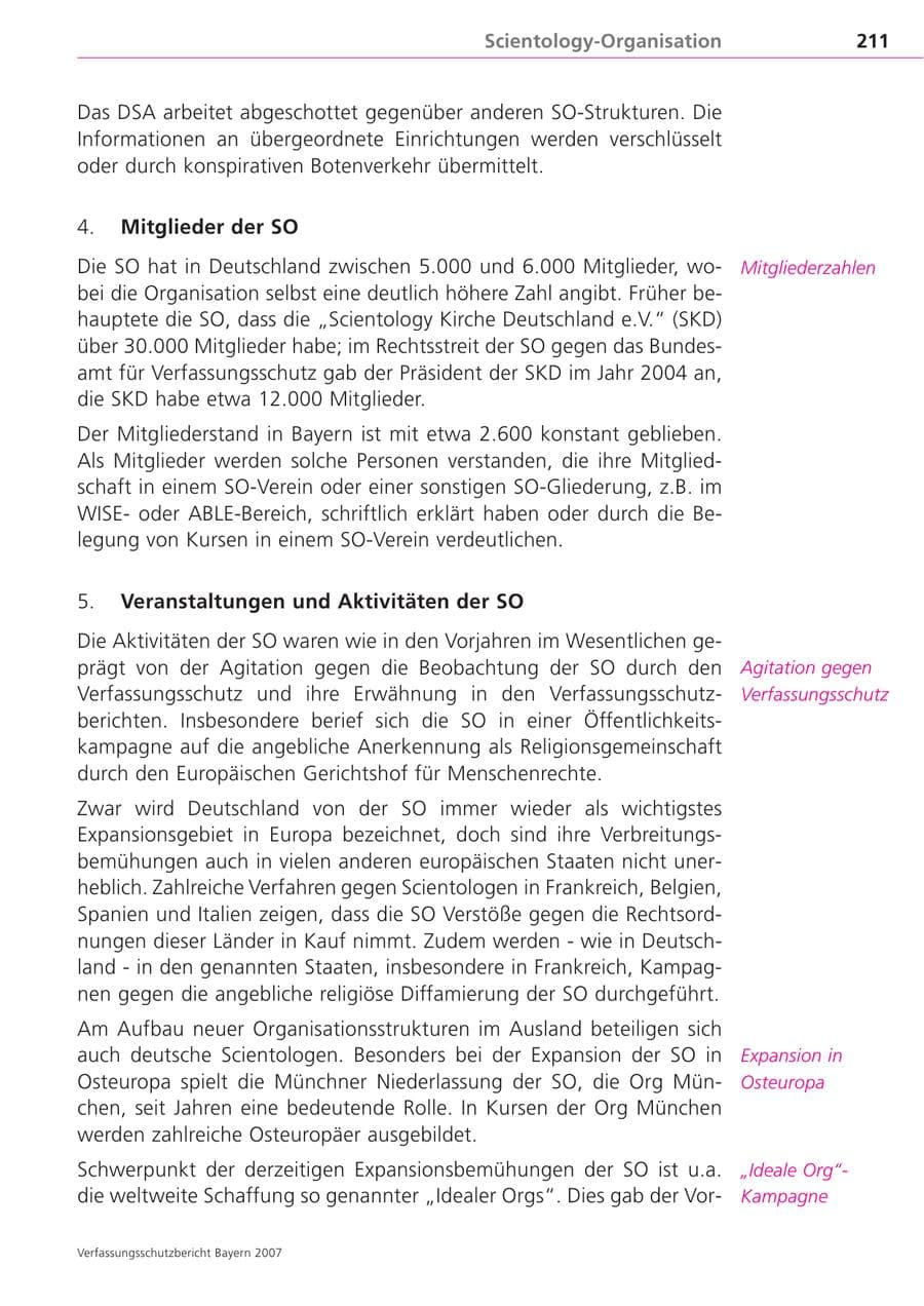 Seite 211 des Verfassungsschutzbericht 2007 Bayern