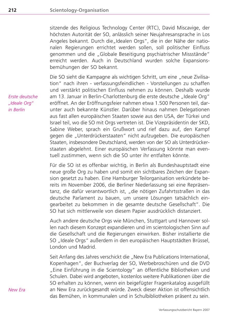 Seite 212 des Verfassungsschutzbericht 2007 Bayern