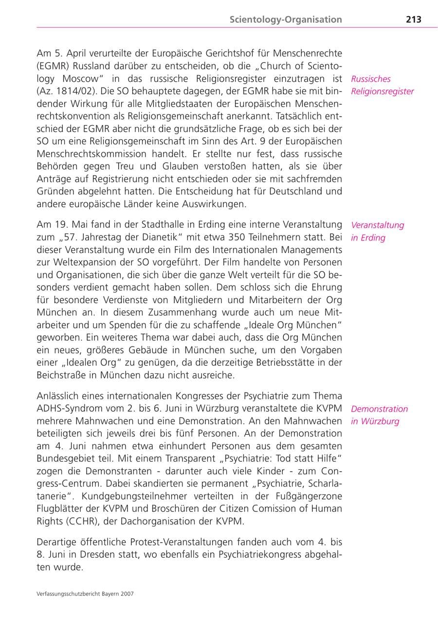 Seite 213 des Verfassungsschutzbericht 2007 Bayern