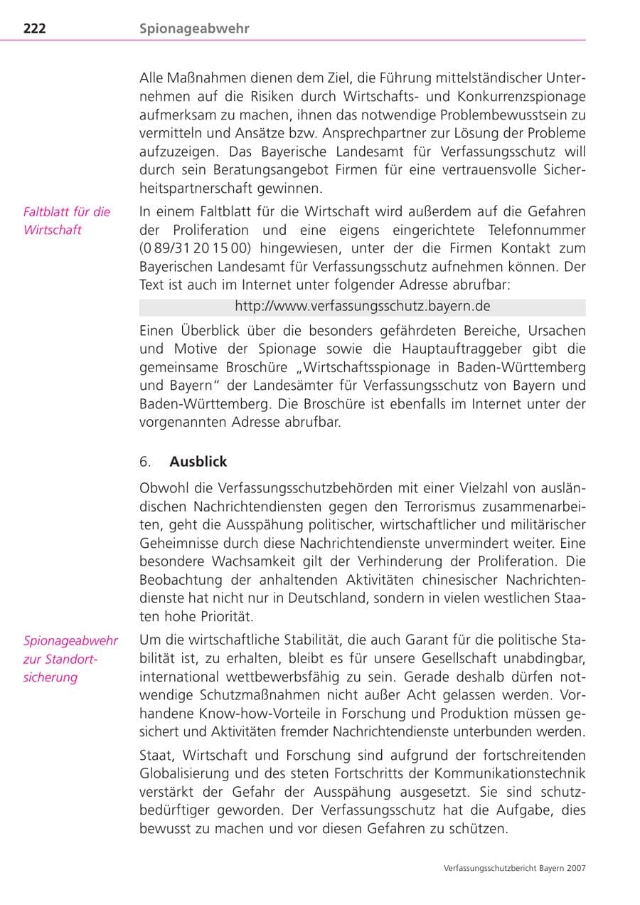 Seite 222 des Verfassungsschutzbericht 2007 Bayern