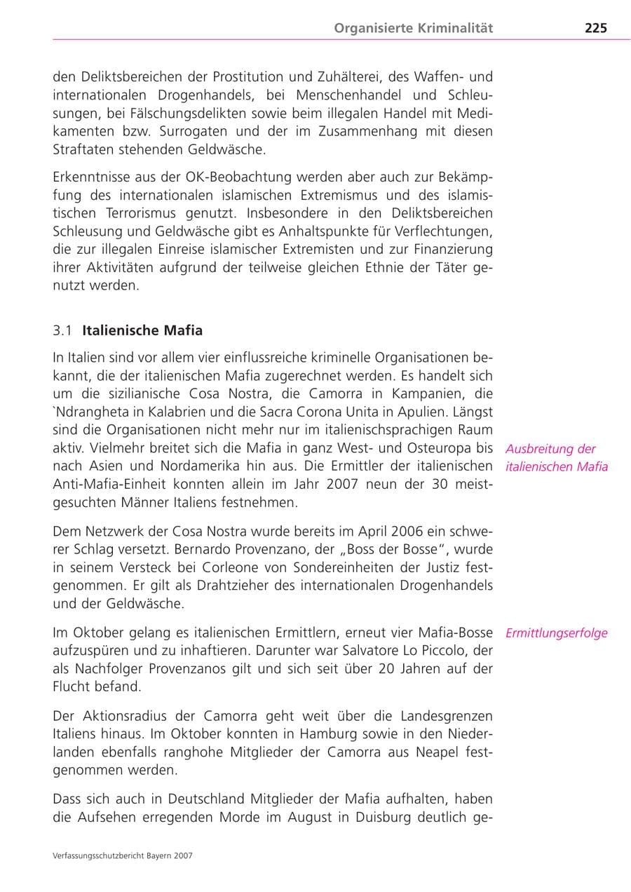 Seite 225 des Verfassungsschutzbericht 2007 Bayern