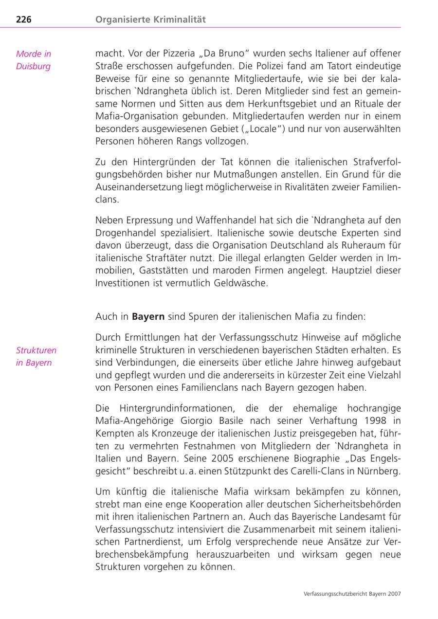Seite 226 des Verfassungsschutzbericht 2007 Bayern