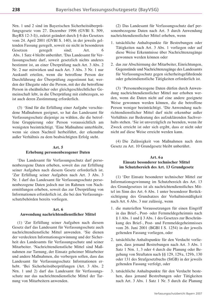 Seite 238 des Verfassungsschutzbericht 2007 Bayern