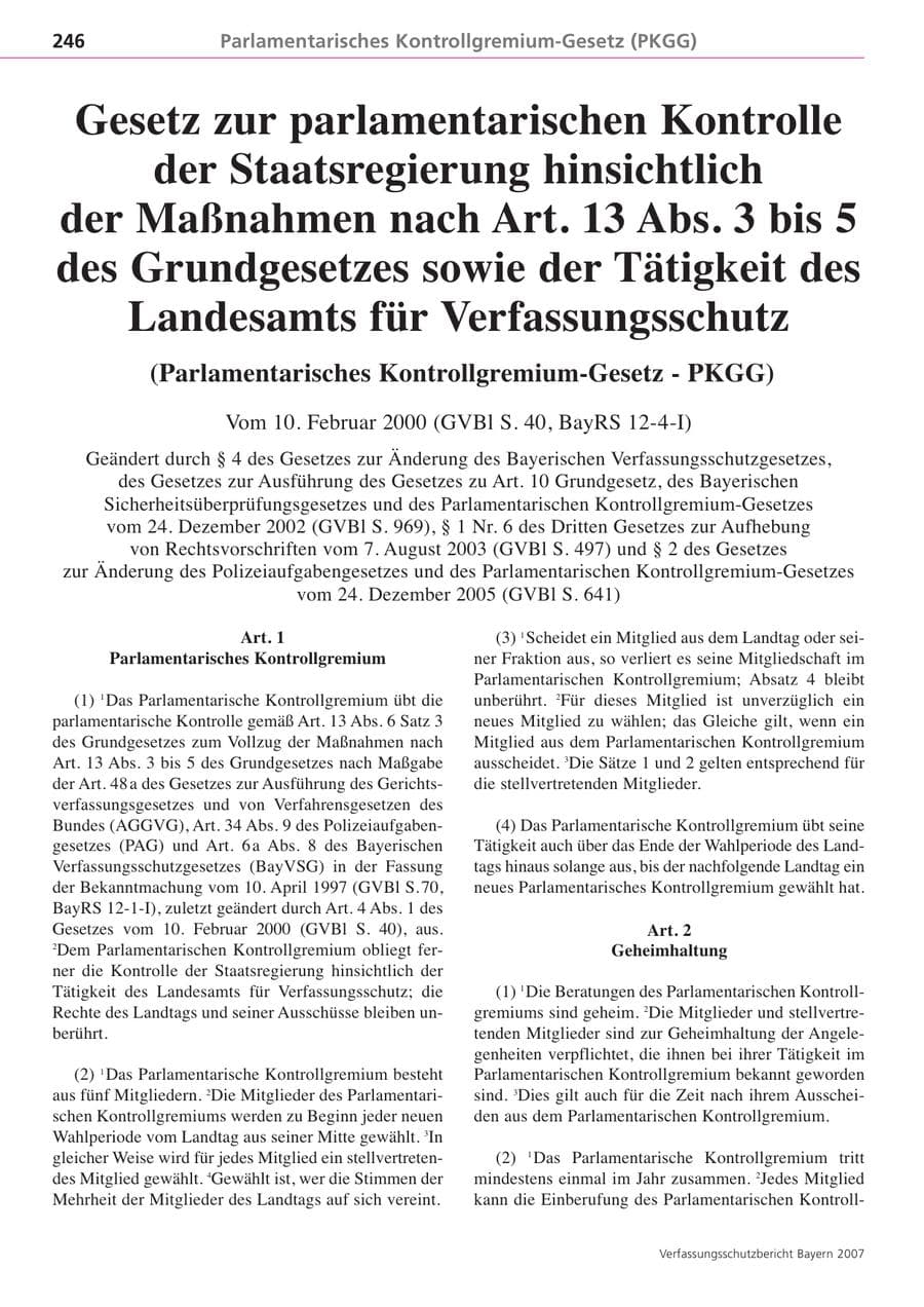 Seite 246 des Verfassungsschutzbericht 2007 Bayern
