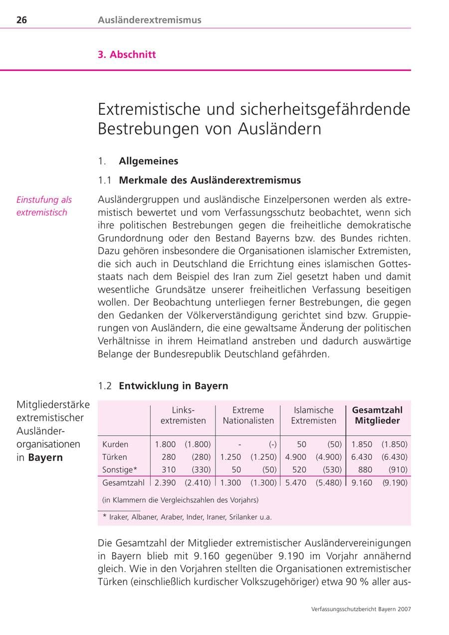 Seite 26 des Verfassungsschutzbericht 2007 Bayern