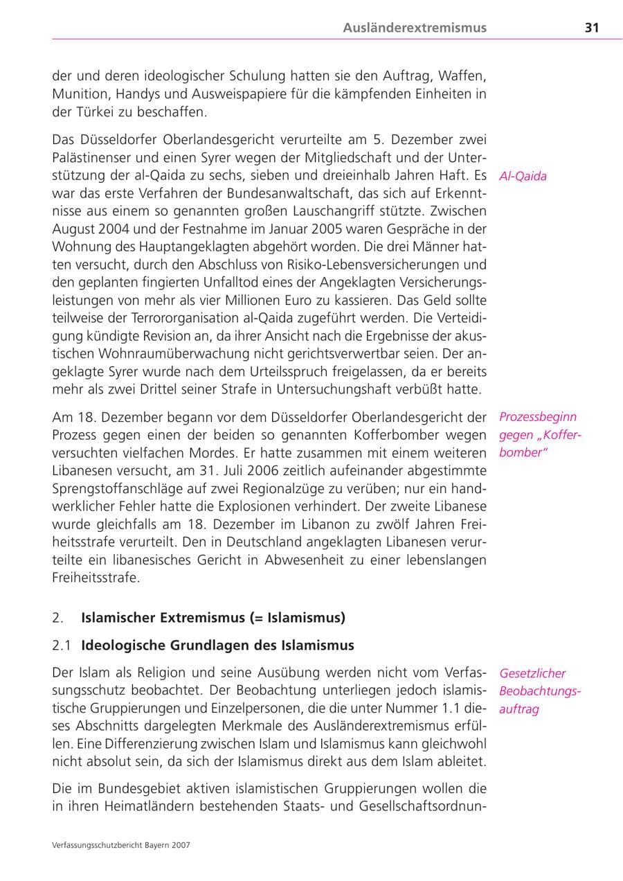 Seite 31 des Verfassungsschutzbericht 2007 Bayern